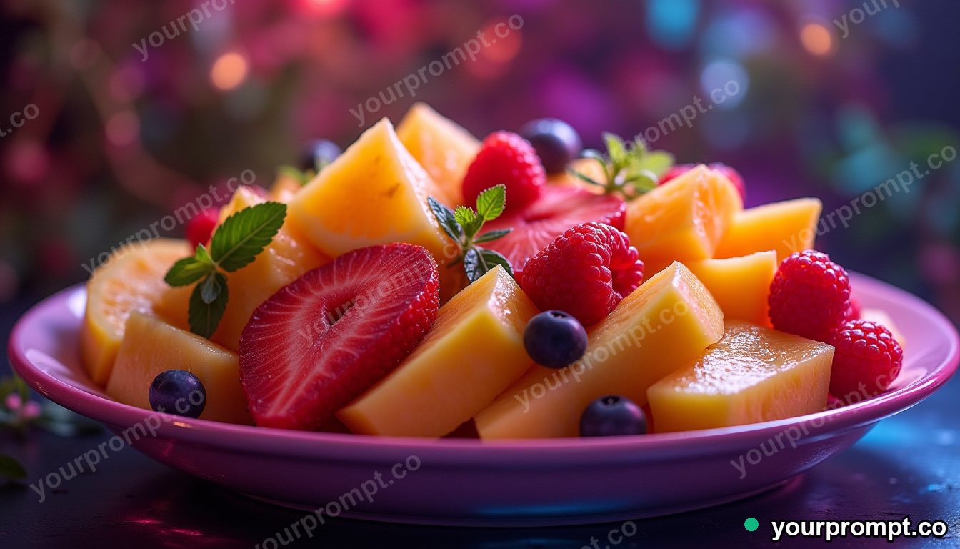 A tropical fruit platter with vivid colors