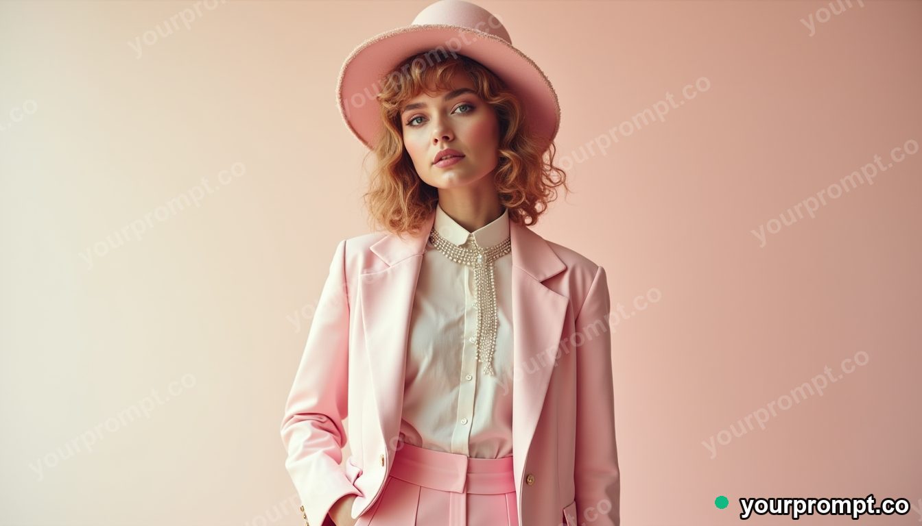 A stylish fashion model in avant-garde clothing, fictional