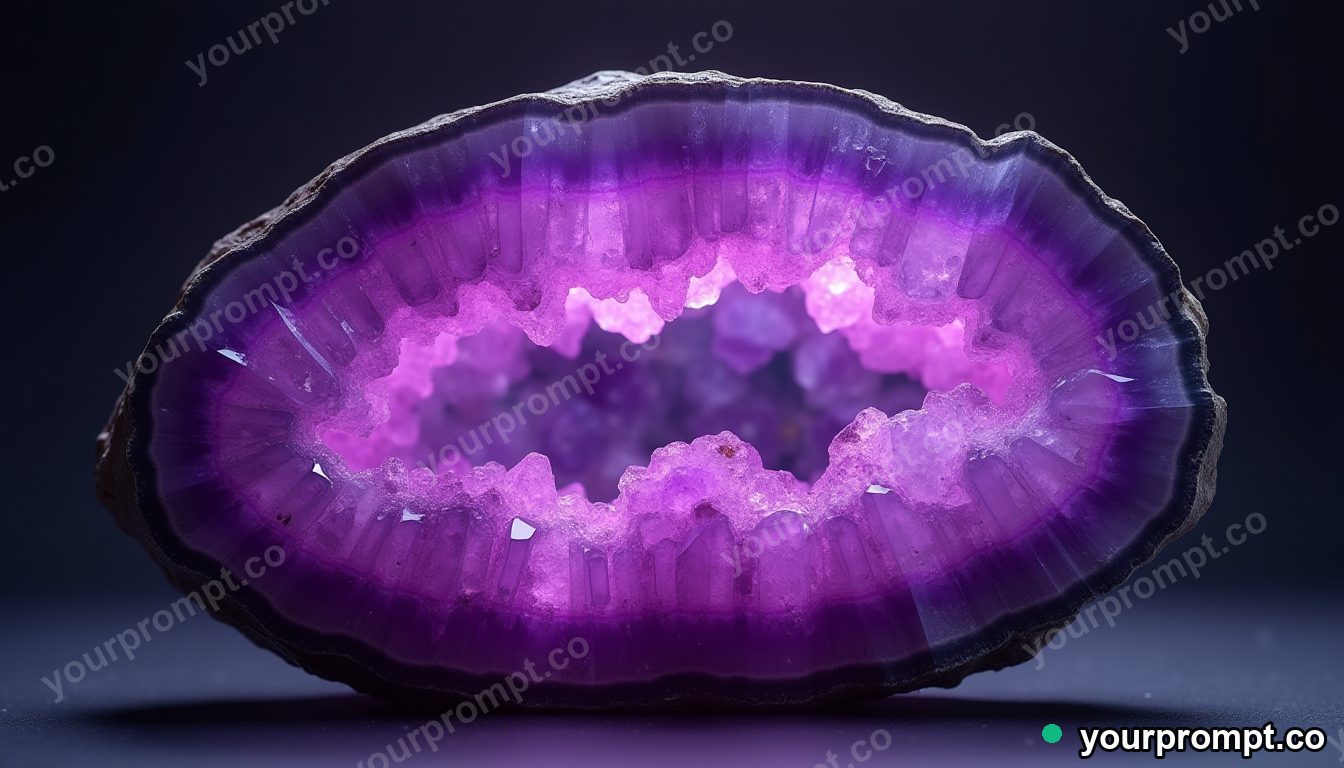 A giant raw amethyst geode glowing purple