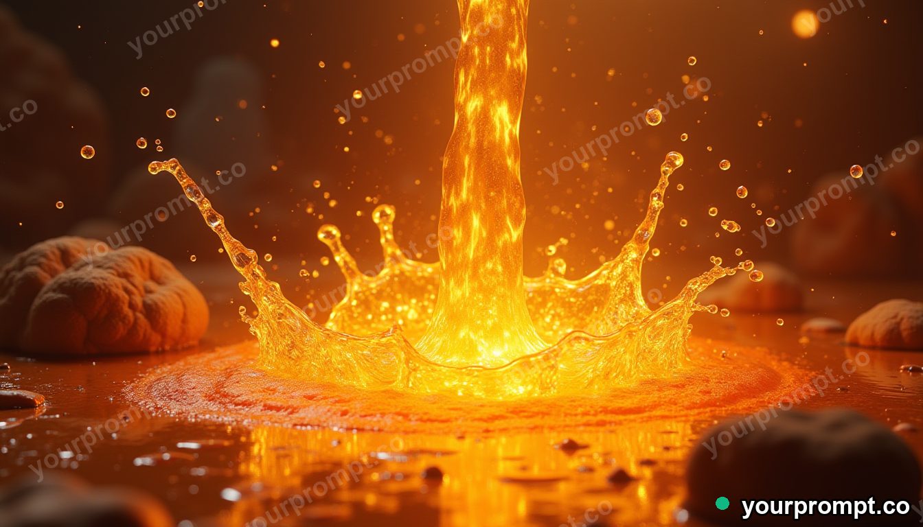 Molten gold pouring and splashing in slow motion