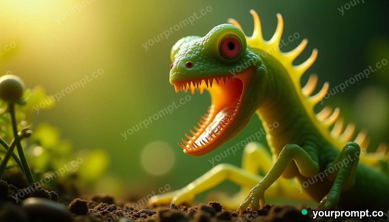 A venus flytrap with open jaws, macro detail