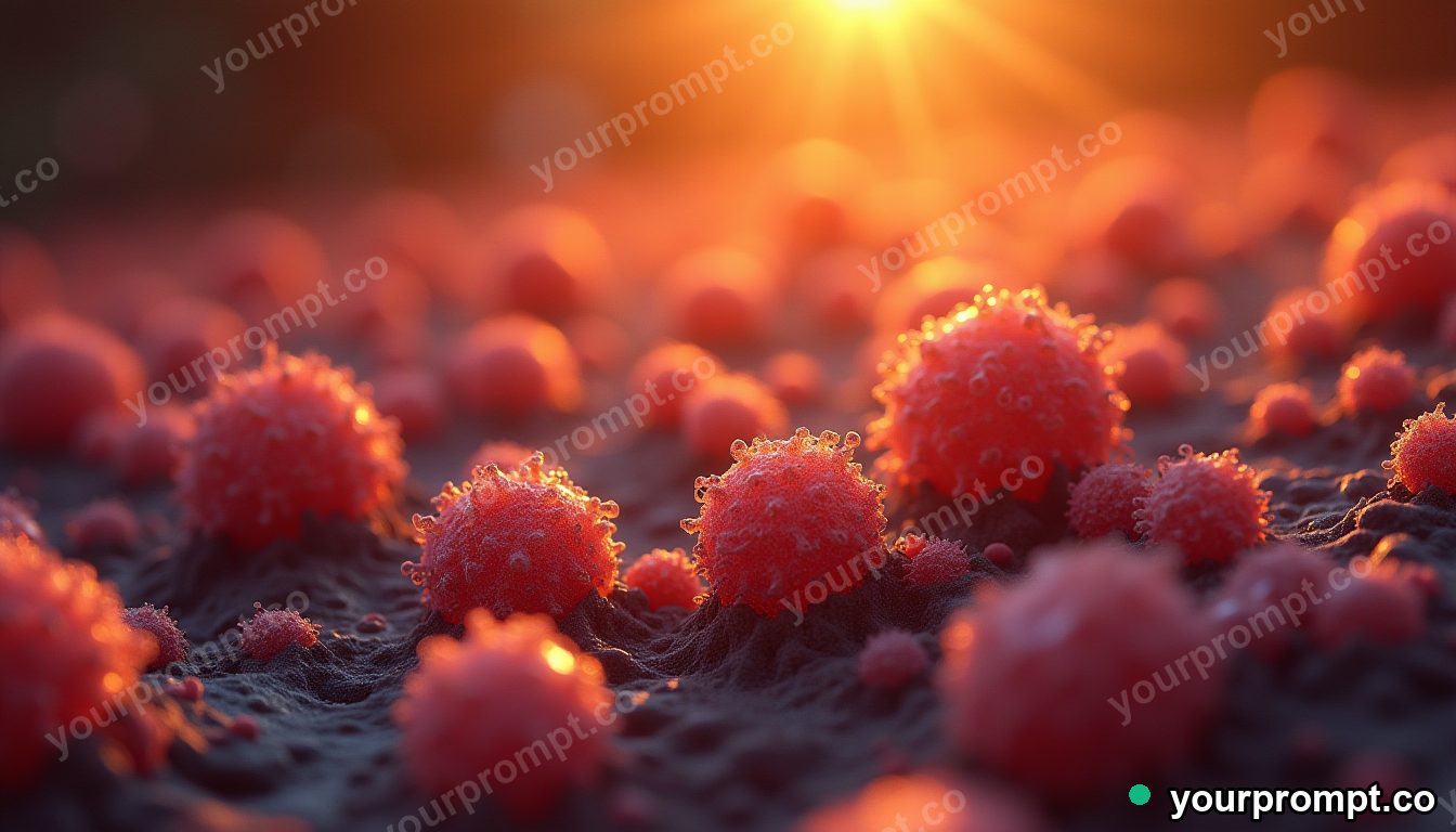 Pollen grains rendered as glowing spheres, macro