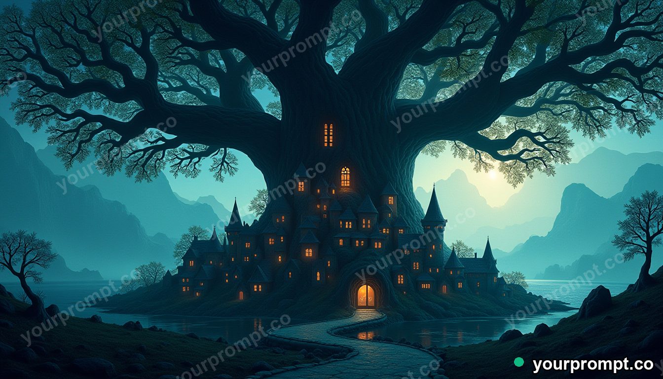A quiet town built inside a giant tree's branches