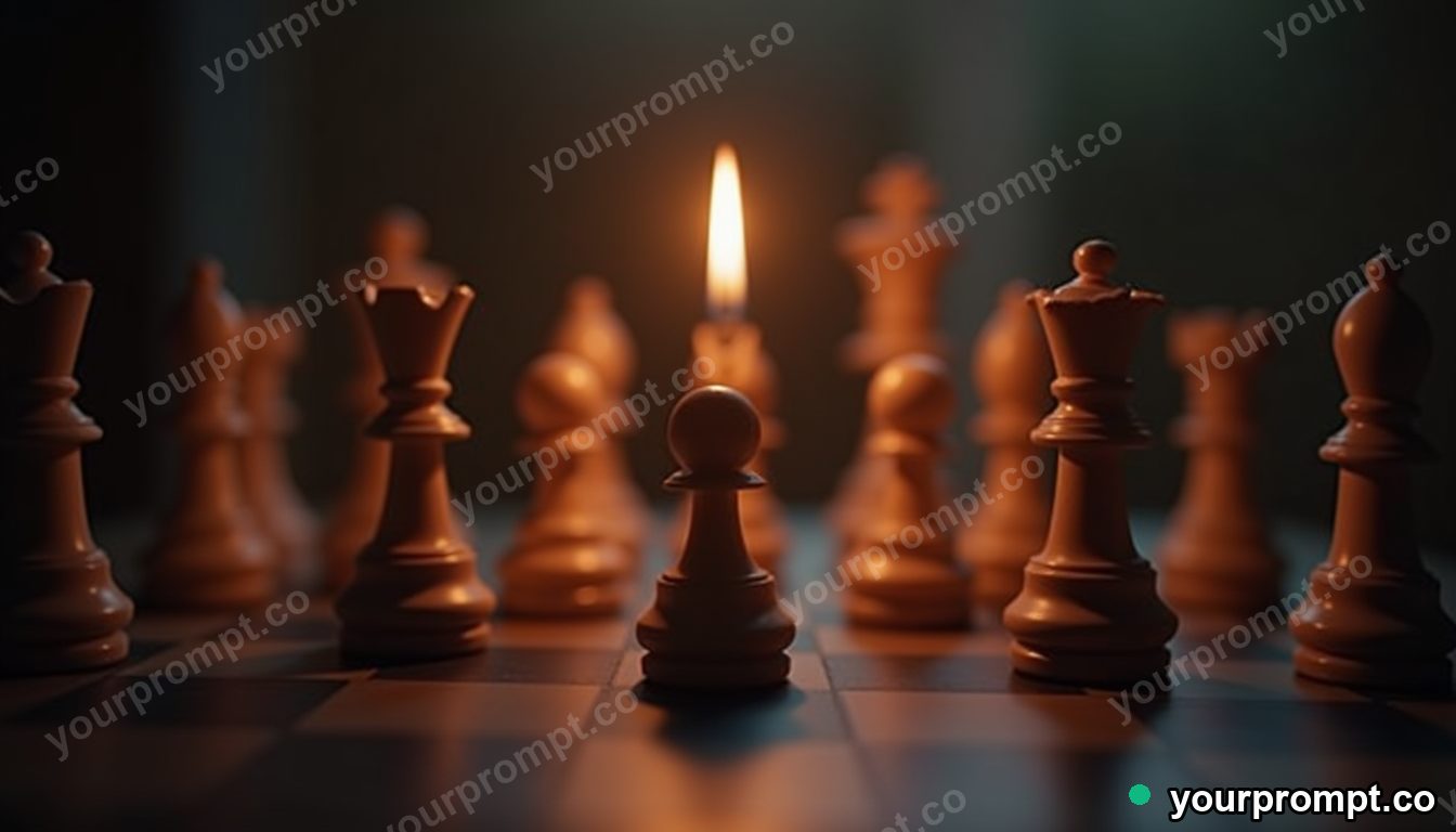 A candlelit chessboard mid-game