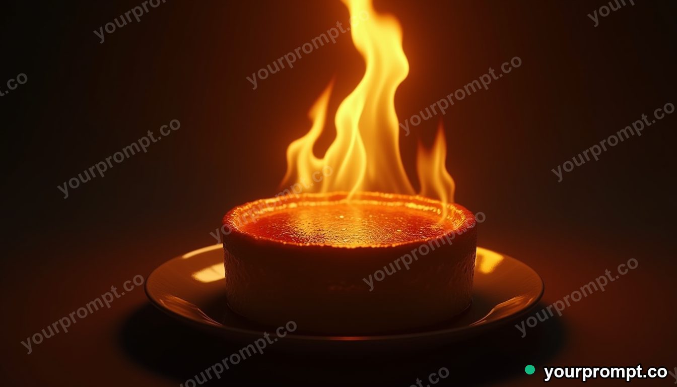A creme brulee with a torched golden crust