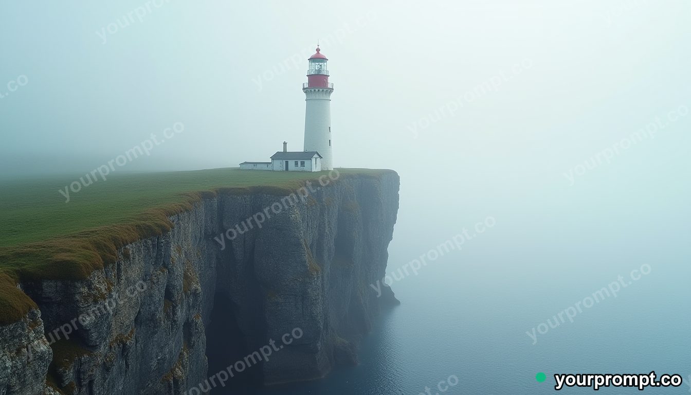 A lighthouse growing like a flower from a cliff of coral