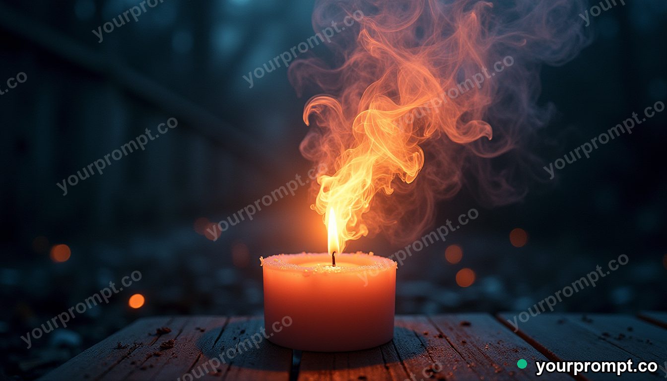 A candle whose rising smoke forms a flock of birds in stained-glass mosaic style — AI-generated image from a text prompt