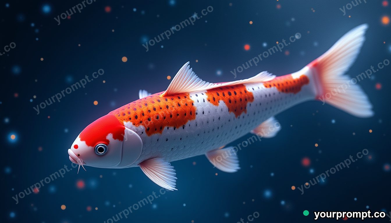 A koi fish swimming through the night sky among the stars in dreamy pastel style — AI-generated image from a text prompt