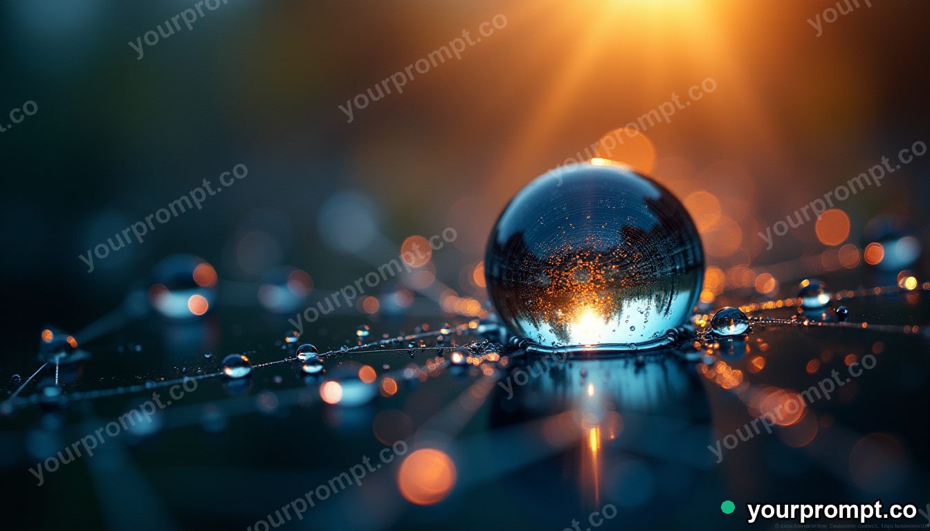 A dewdrop on a spider web refracting rainbow light in extreme macro photograph style — AI-generated image from a text prompt