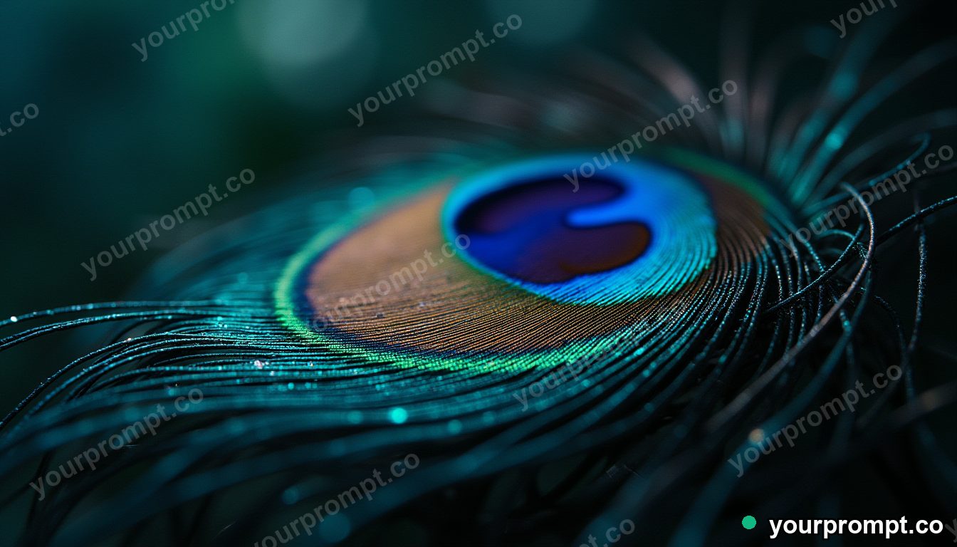 The iridescent eye of a peacock feather in hyperrealistic style — AI-generated image from a text prompt