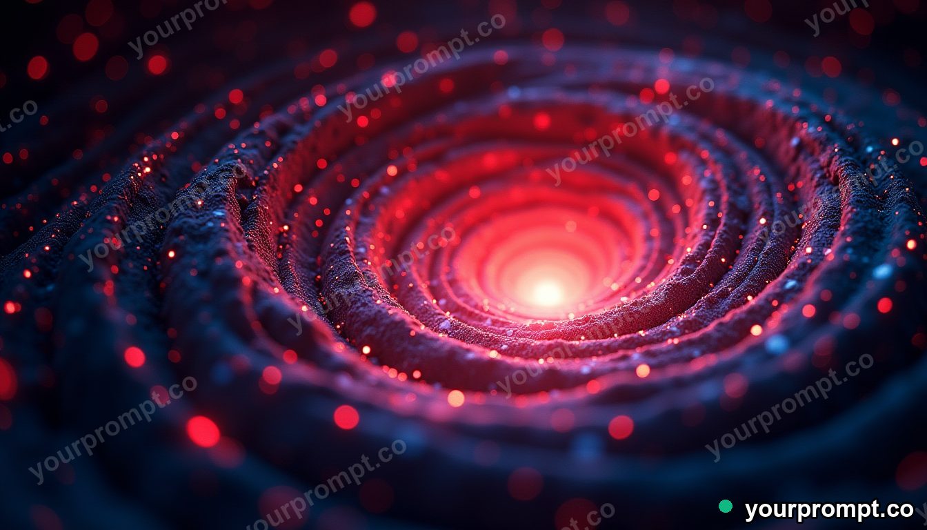 A swirling vortex of glowing information particles in matte concept painting style — AI-generated image from a text prompt