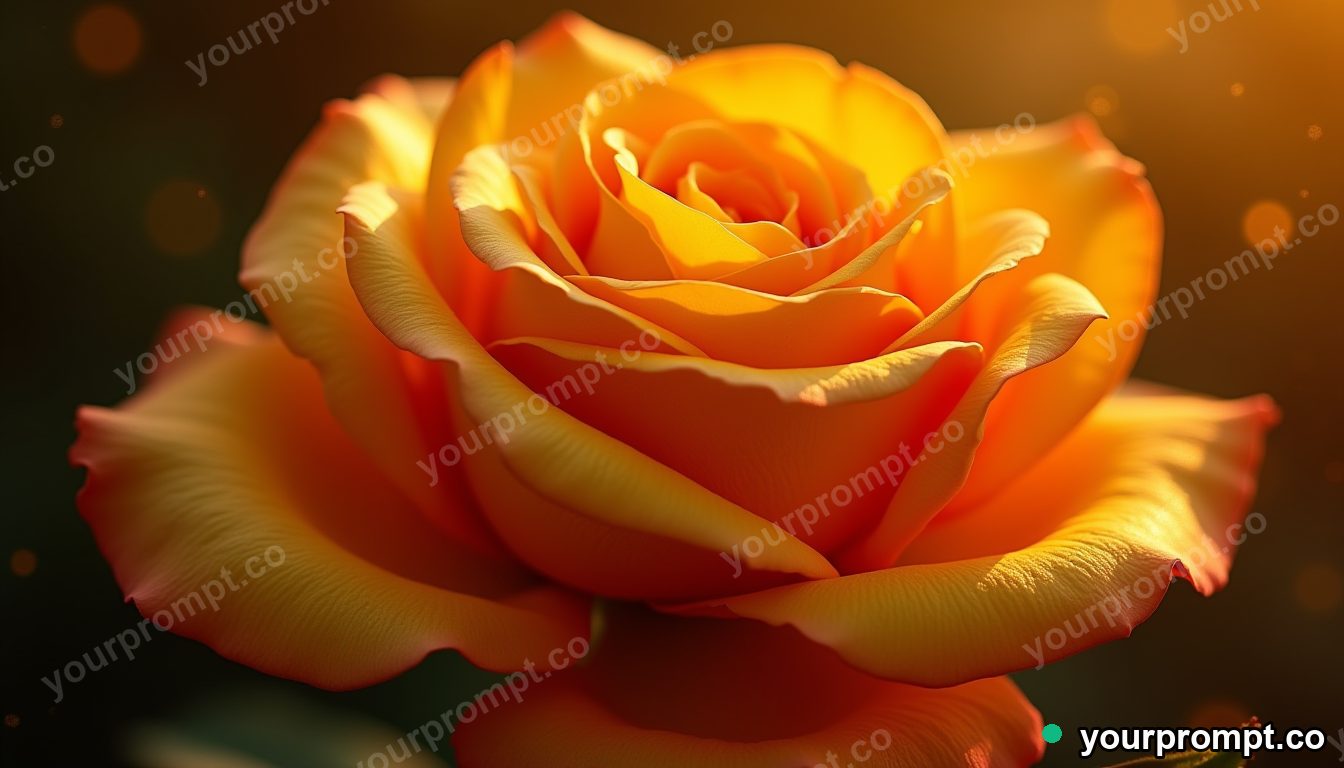 A single rose made of flowing molten gold, extreme macro in extreme macro photograph style — AI-generated image from a text prompt