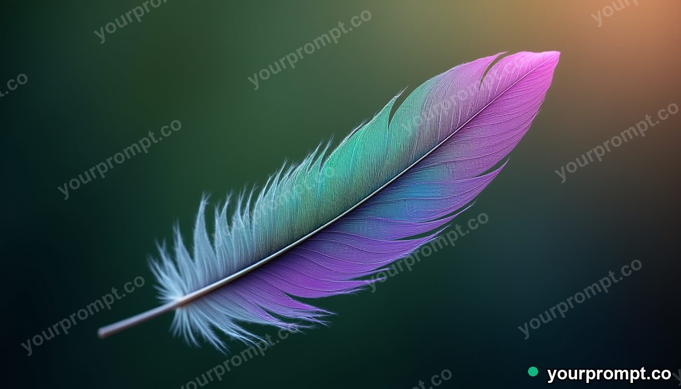 A hummingbird feather shifting from green to violet in extreme macro photograph style — AI-generated image from a text prompt