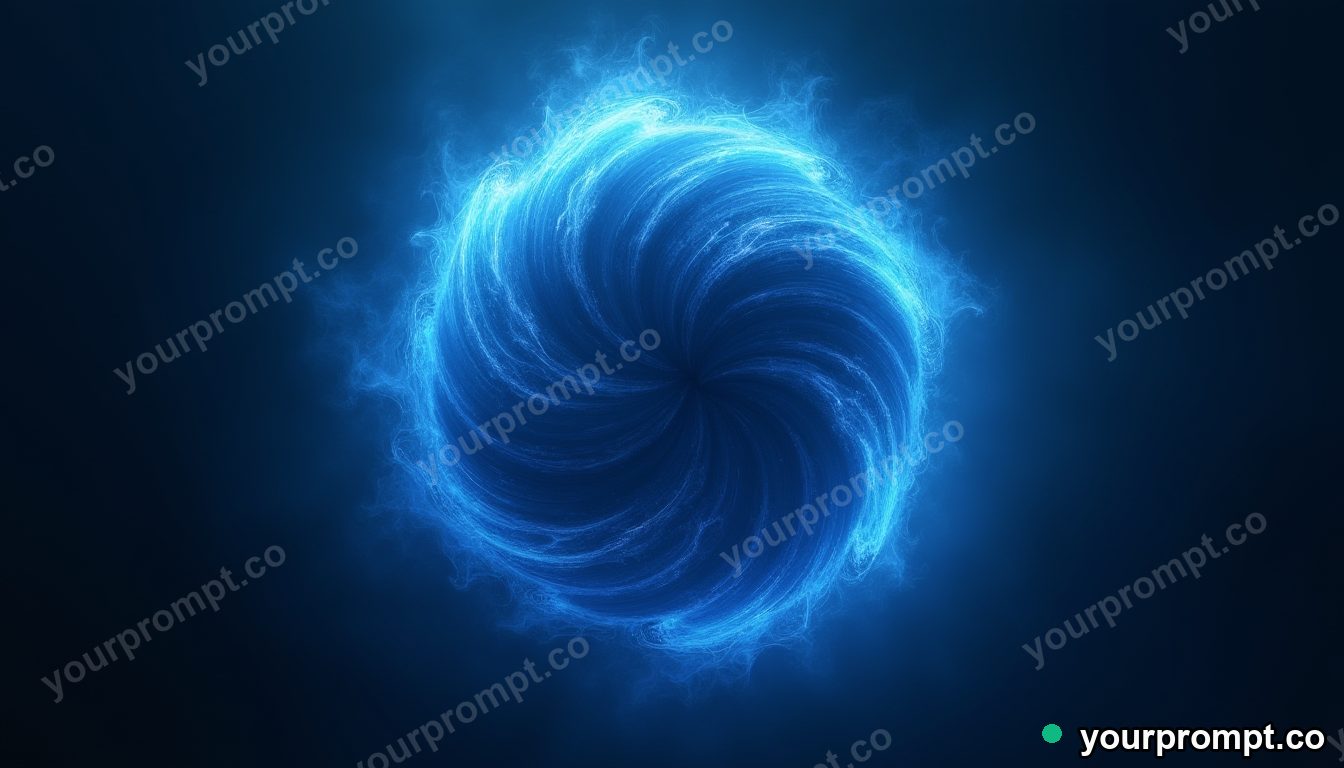 An abstract sphere of swirling blue energy in dark space in matte concept painting style — AI-generated image from a text prompt