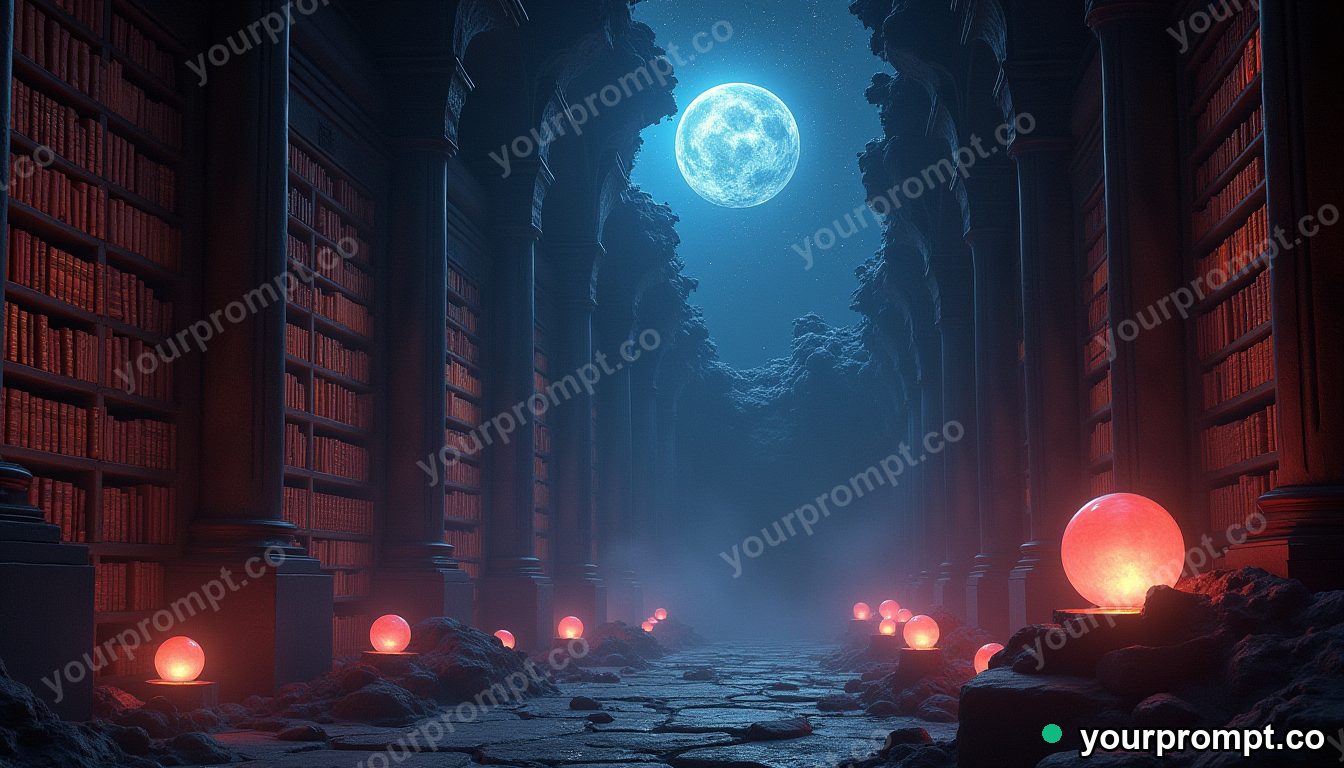 A wizard's library with floating glowing orbs in matte concept painting style — AI-generated image from a text prompt