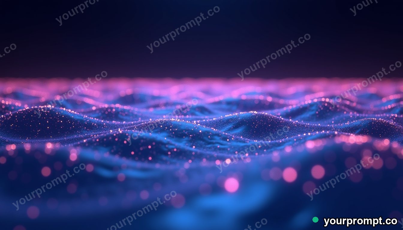 A calm sea of glowing dots forming gentle waves