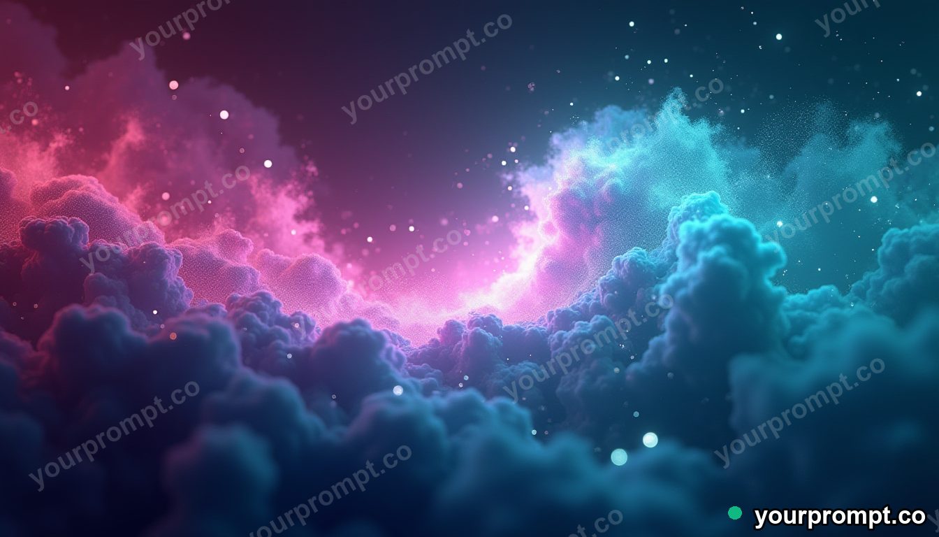 A swirling nebula of teal and magenta data light in hyperrealistic 3D render style — AI-generated image from a text prompt