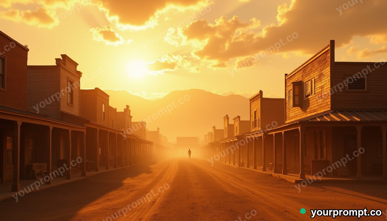 A Wild West frontier town at high noon