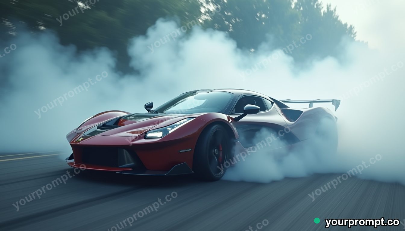 An Italian supercar drifting with tire smoke