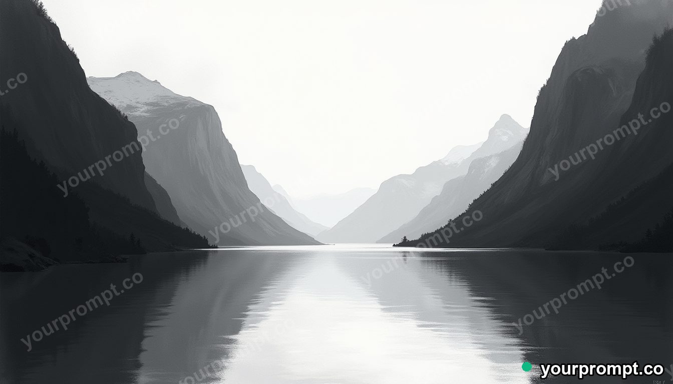 A fjord with mirror-still water and steep cliffs