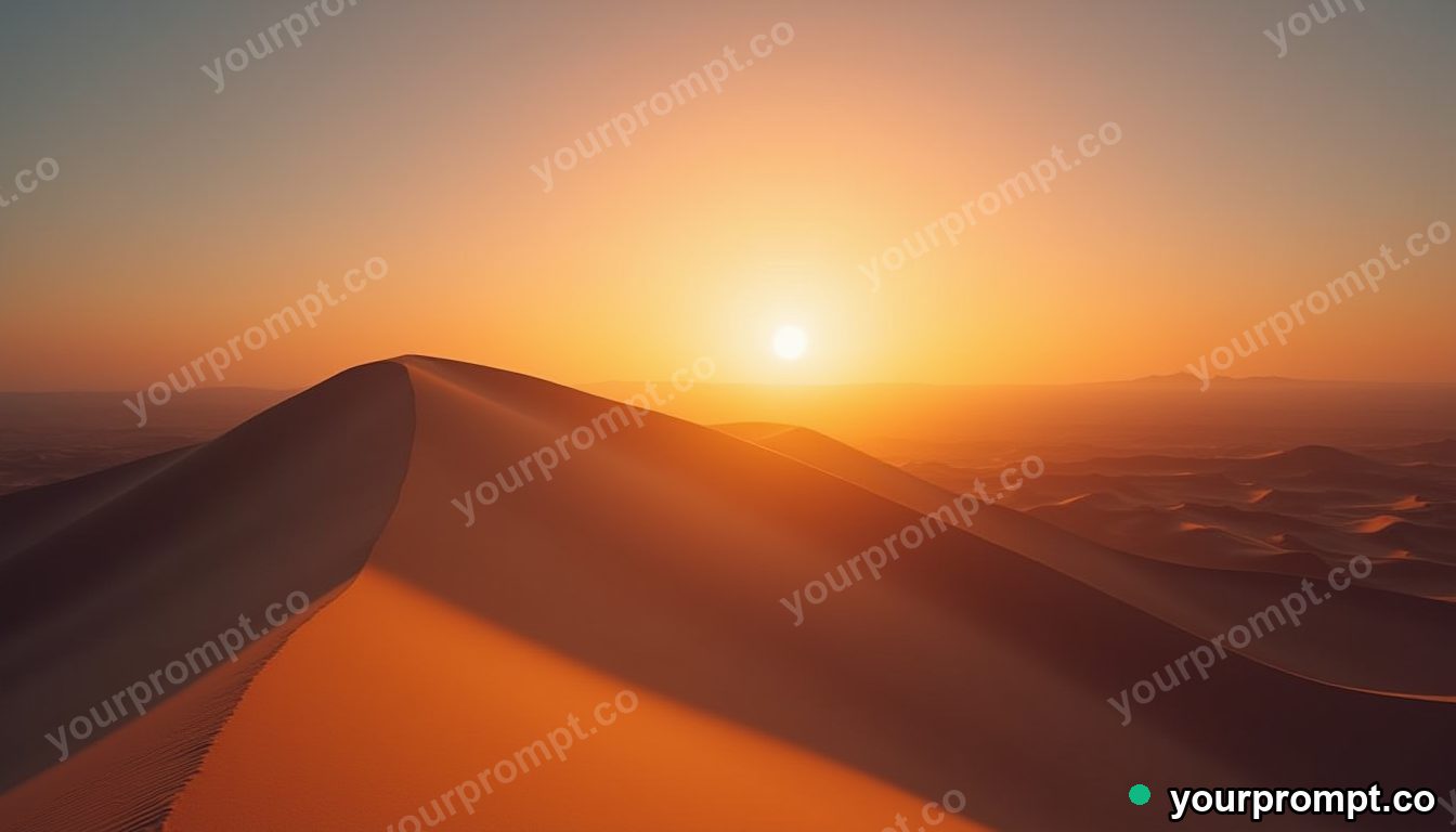 A sand dune ridge glowing under a low desert sun