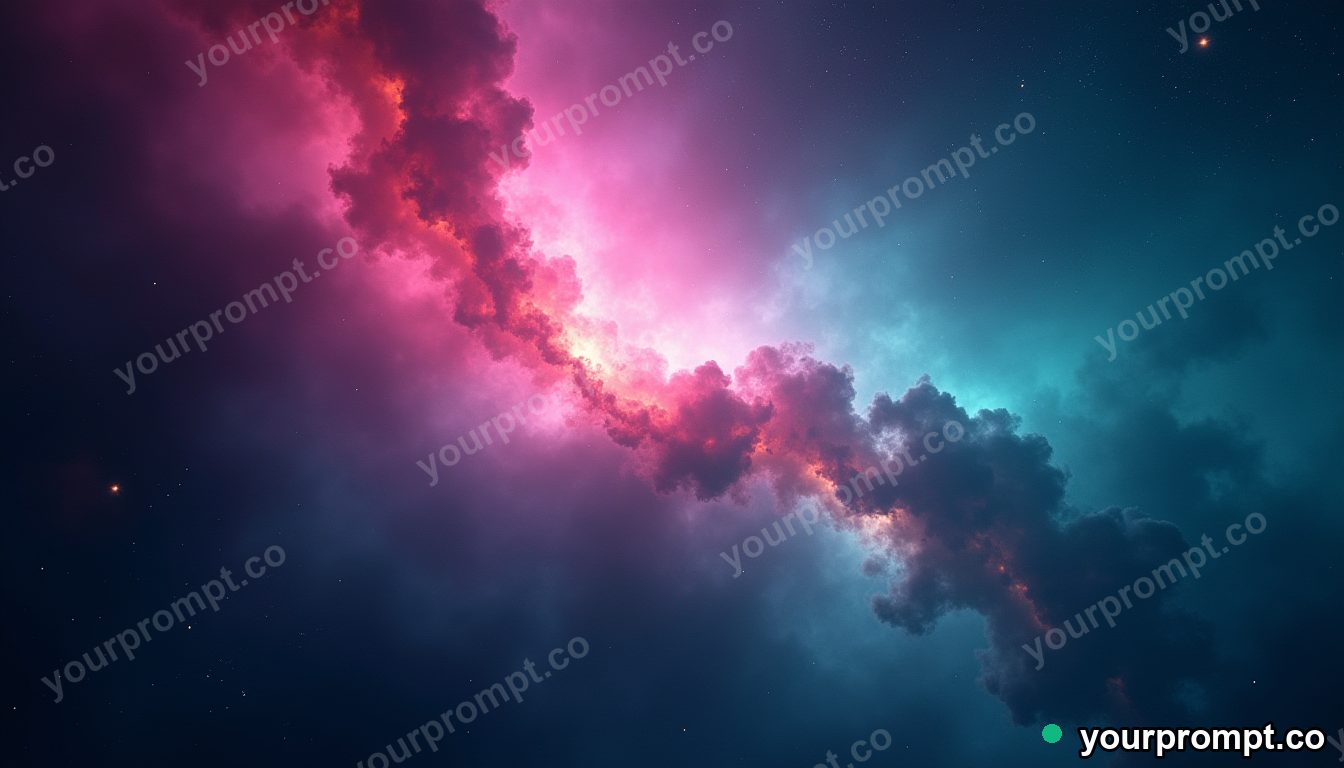 A nebula nursery glowing pink and teal among stars