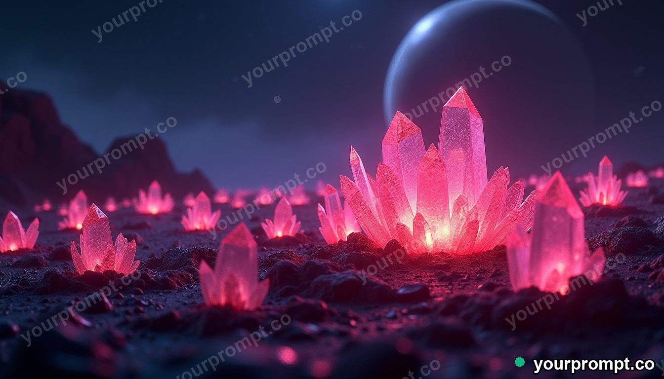 A field of glowing crystals on a dark exoplanet