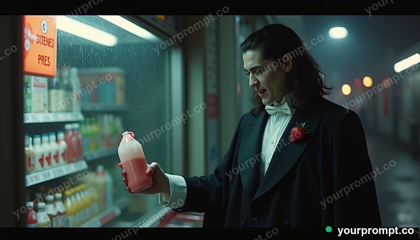 Vampire convenience store at 3AM in cinematic style — AI-generated image from a text prompt