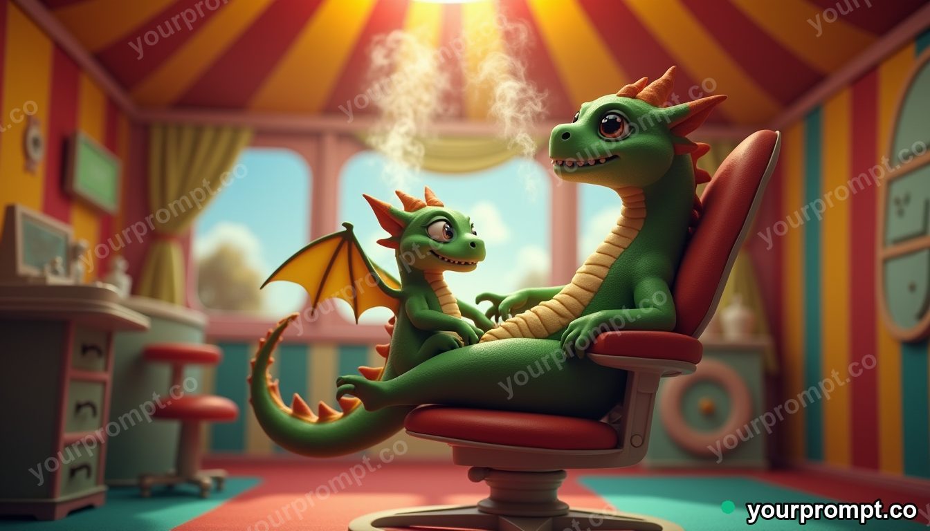 Circus dentist for dragons in cinematic style — AI-generated image from a text prompt