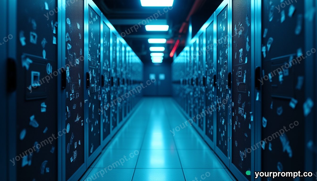 Human fingerprint data center in cinematic style — AI-generated image from a text prompt