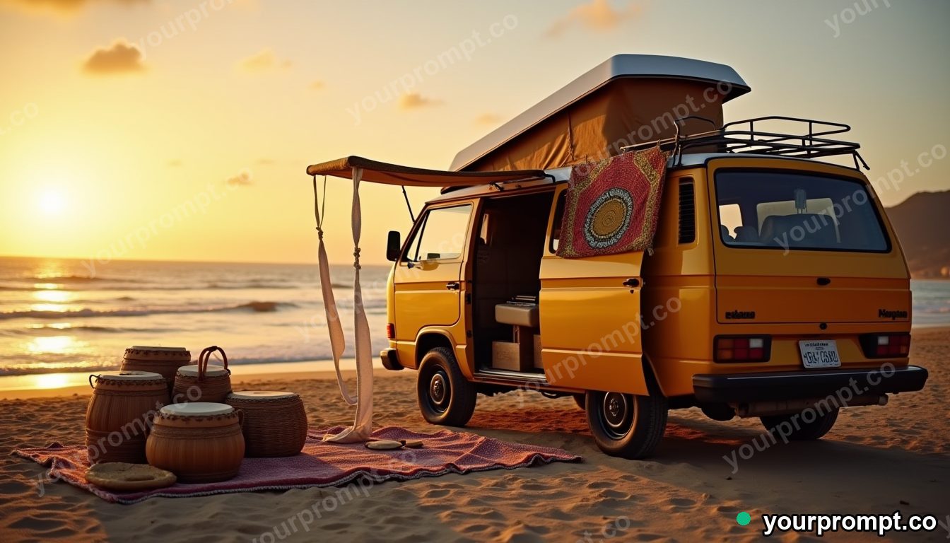 Afrohemian music van in cinematic style — AI-generated image from a text prompt
