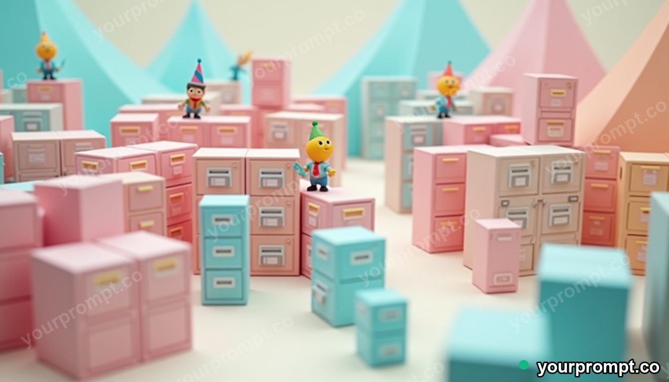Cute chaos tax office in cinematic style — AI-generated image from a text prompt