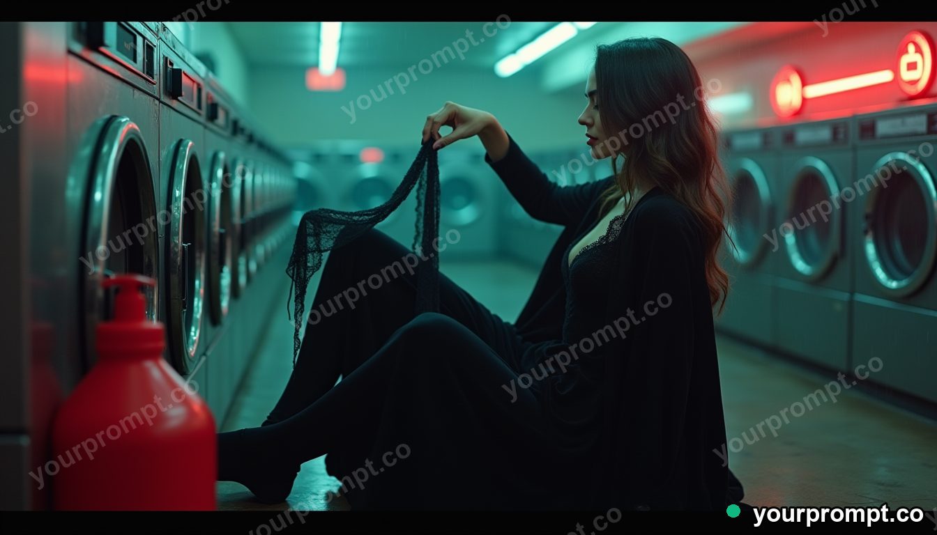 Vamp romantic laundromat in cinematic style — AI-generated image from a text prompt