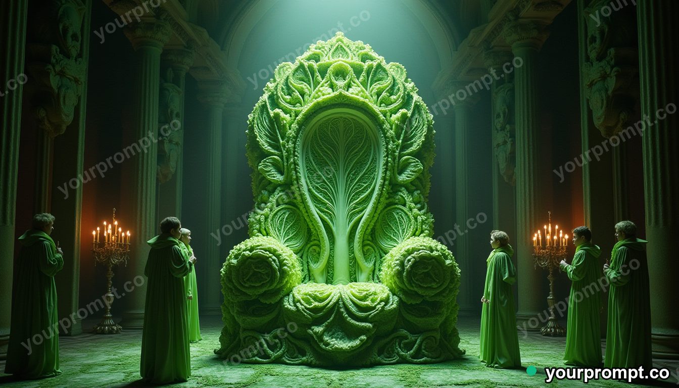 Cabbage throne room in cinematic style — AI-generated image from a text prompt