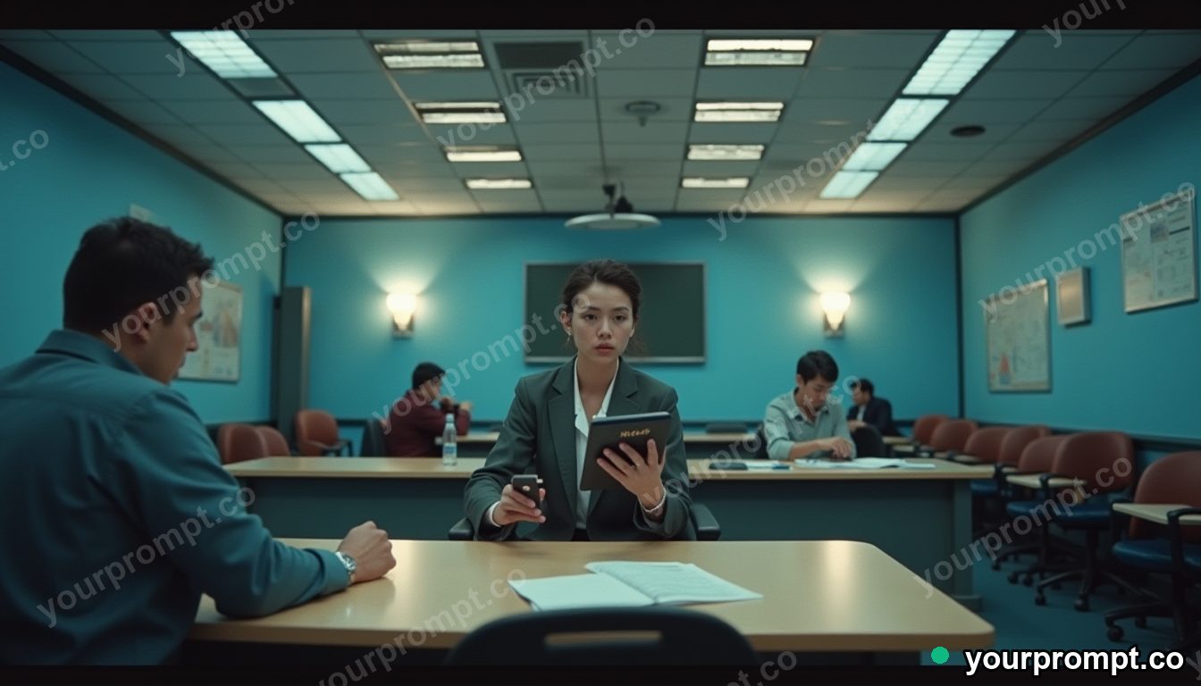 AI influencer passport office in cinematic style — AI-generated image from a text prompt