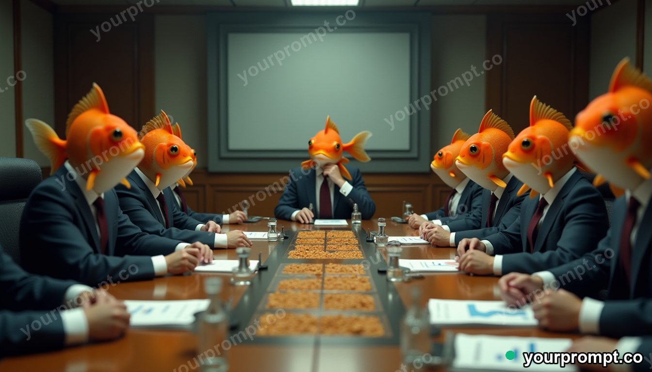Brainrot luxury fish boardroom in cinematic style — AI-generated image from a text prompt