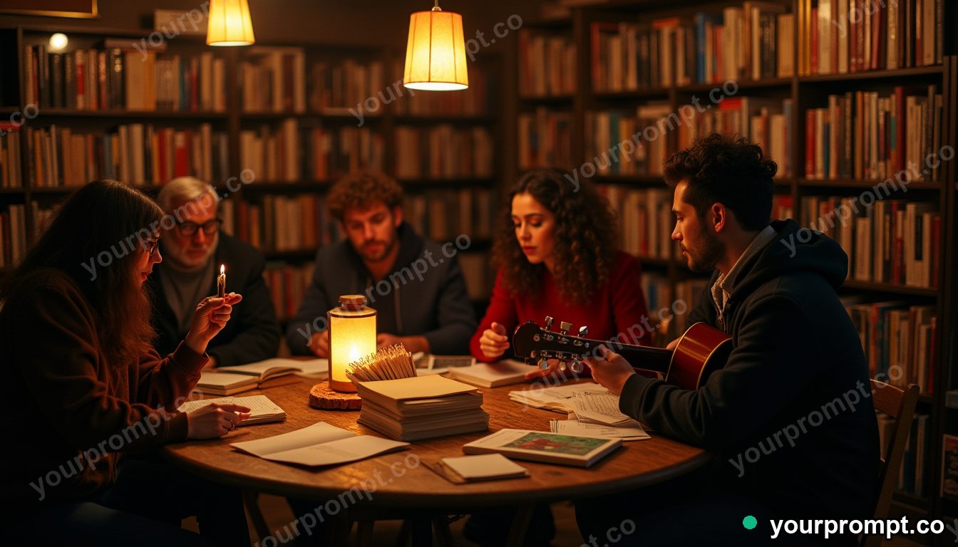 AI-free bookstore night in cinematic style — AI-generated image from a text prompt