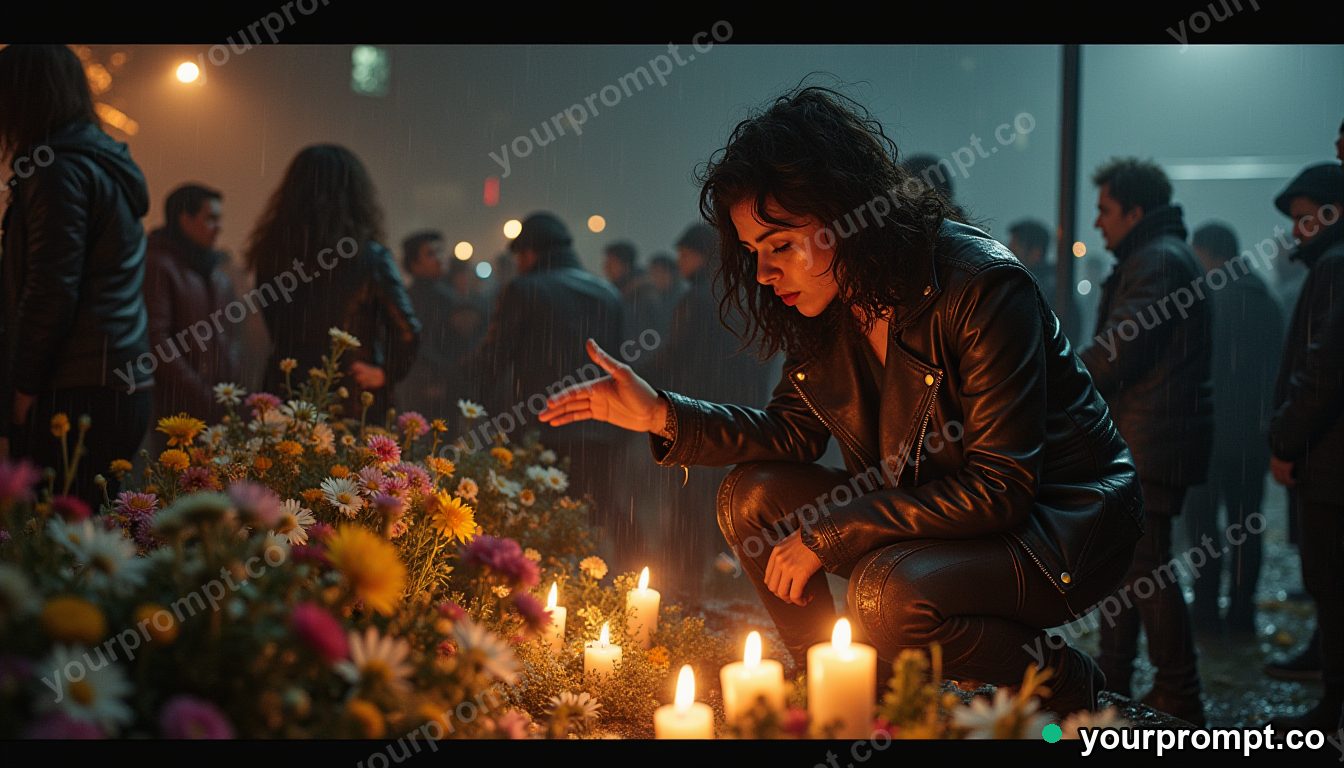 Punk grunge flower funeral in cinematic style — AI-generated image from a text prompt