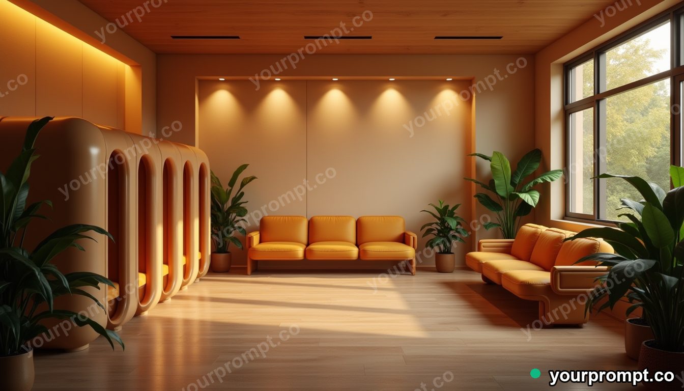 Quiet waiting room for overwhelmed adults in cinematic style — AI-generated image from a text prompt