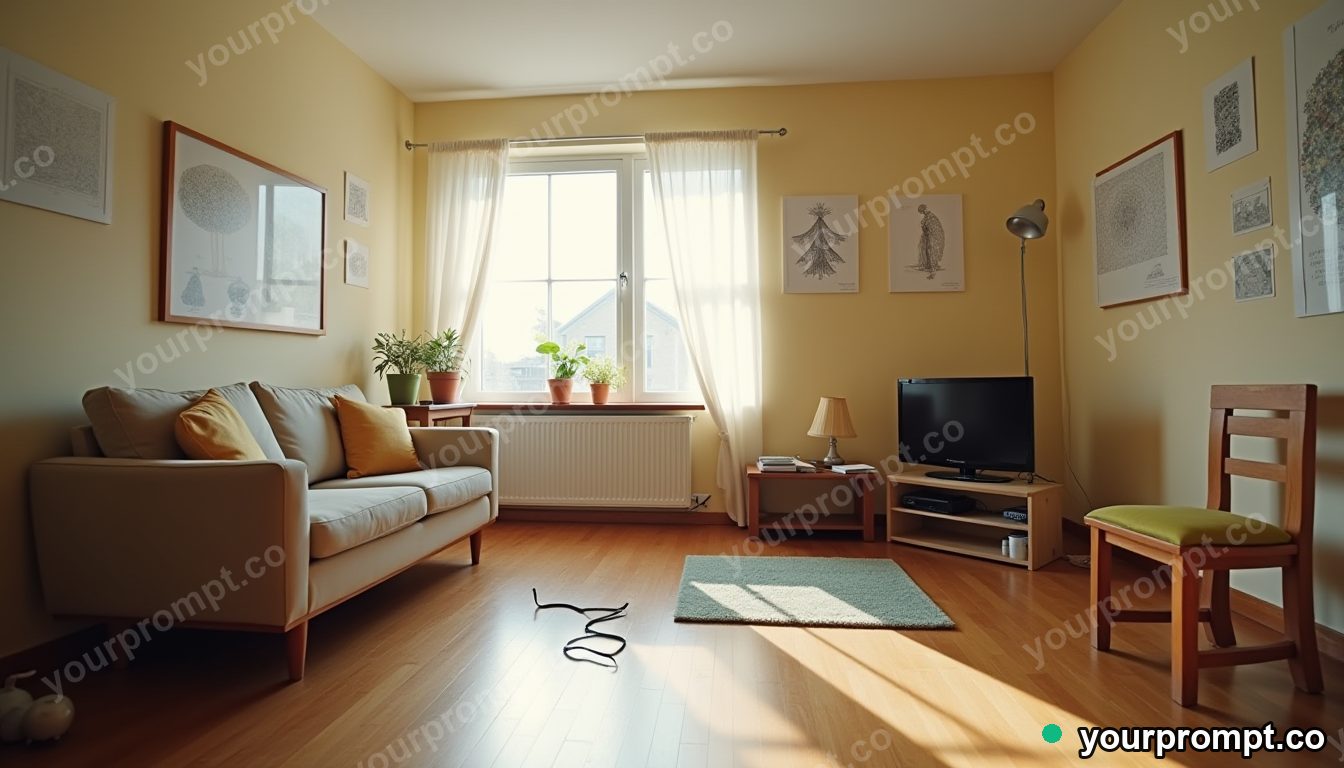 Low-cost home physiotherapy setup in cinematic style — AI-generated image from a text prompt