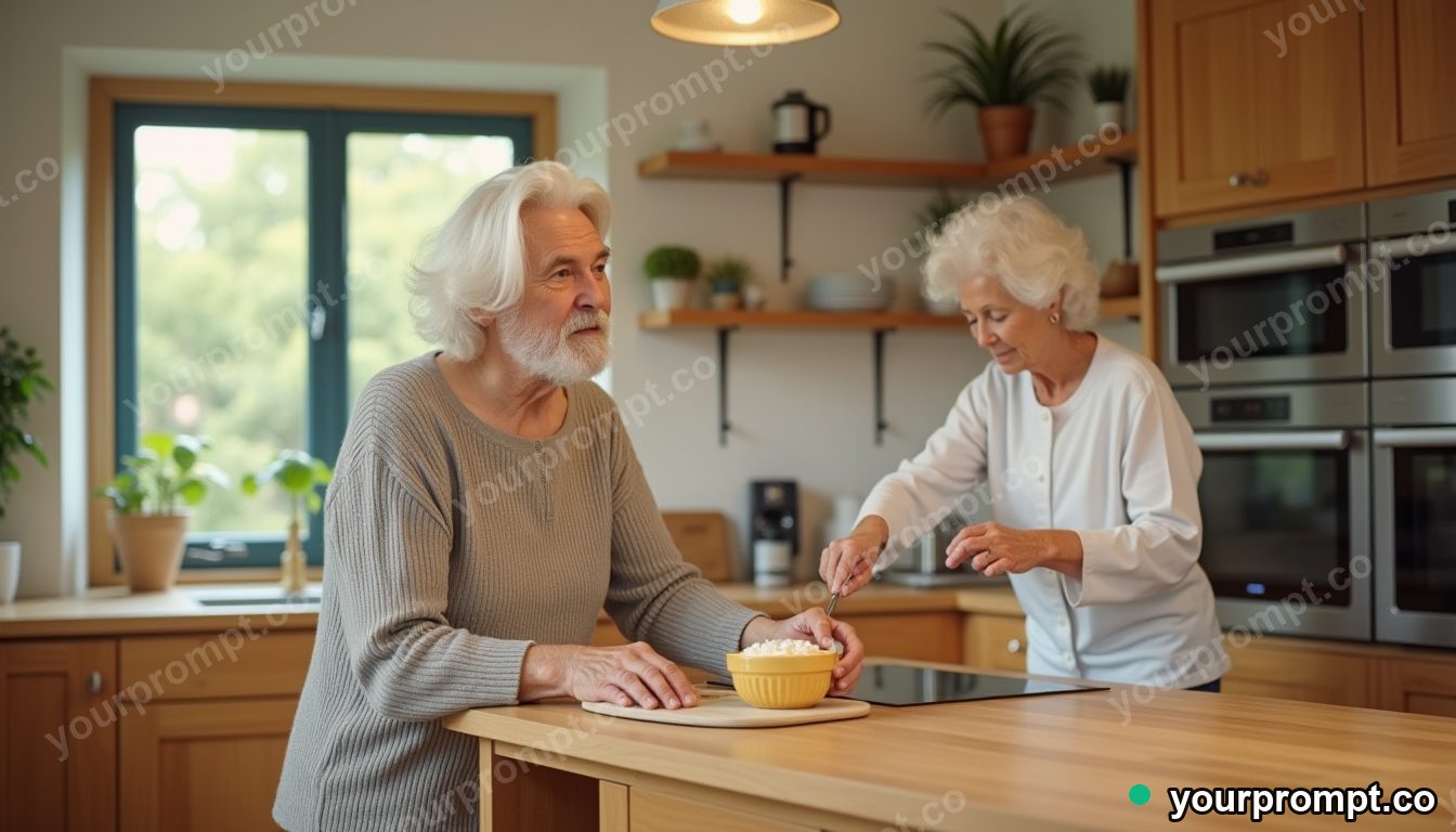 Elder-friendly smart kitchen in cinematic style — AI-generated image from a text prompt