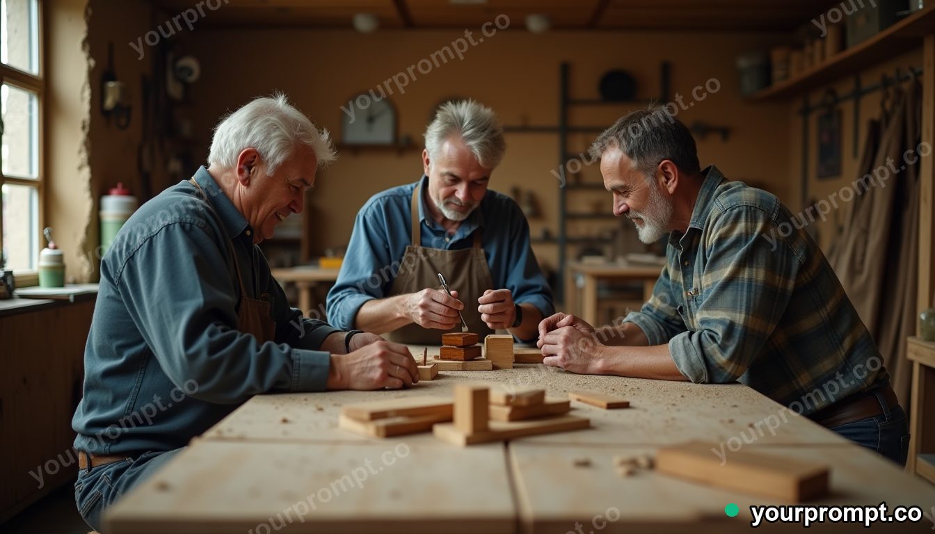 Men’s loneliness workshop in cinematic style — AI-generated image from a text prompt