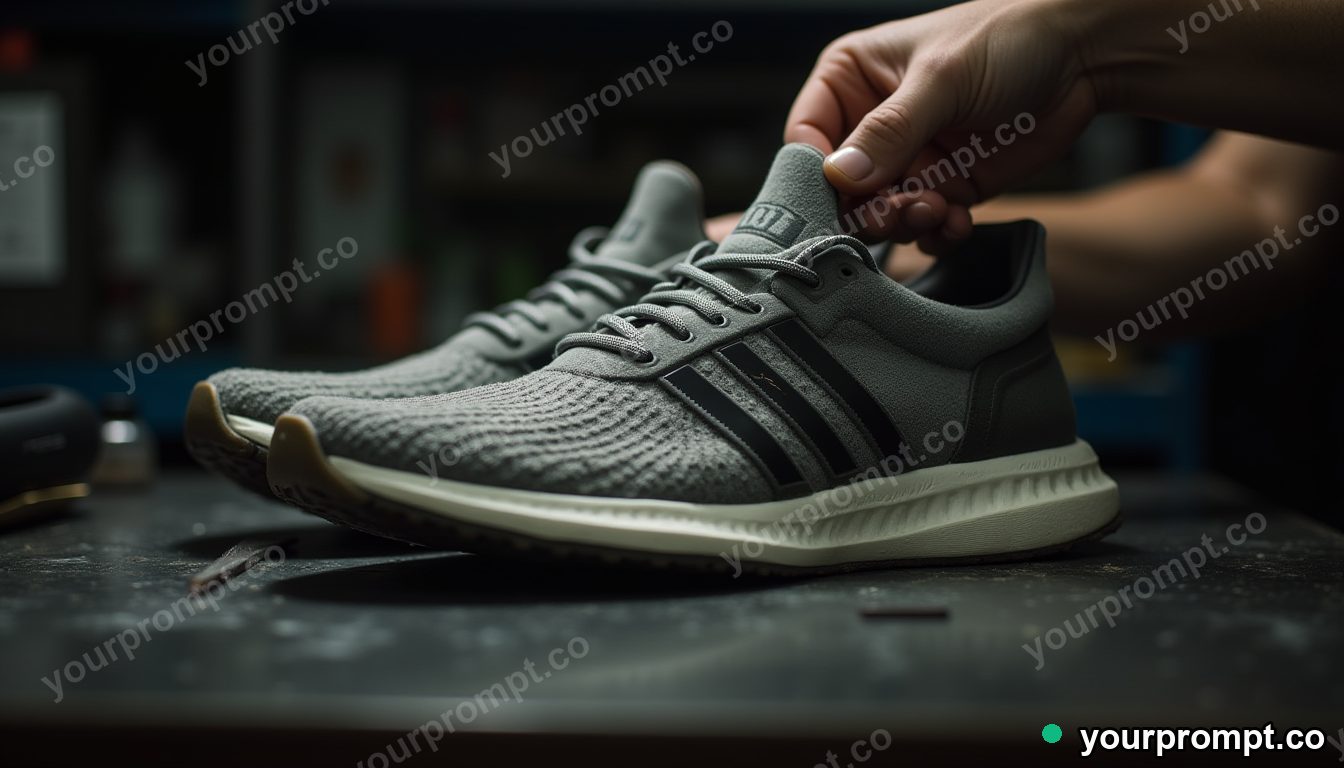 Repairable sneaker workshop in cinematic style — AI-generated image from a text prompt