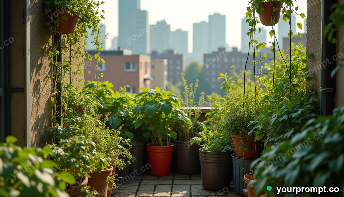 Micro garden for balcony food in cinematic style — AI-generated image from a text prompt