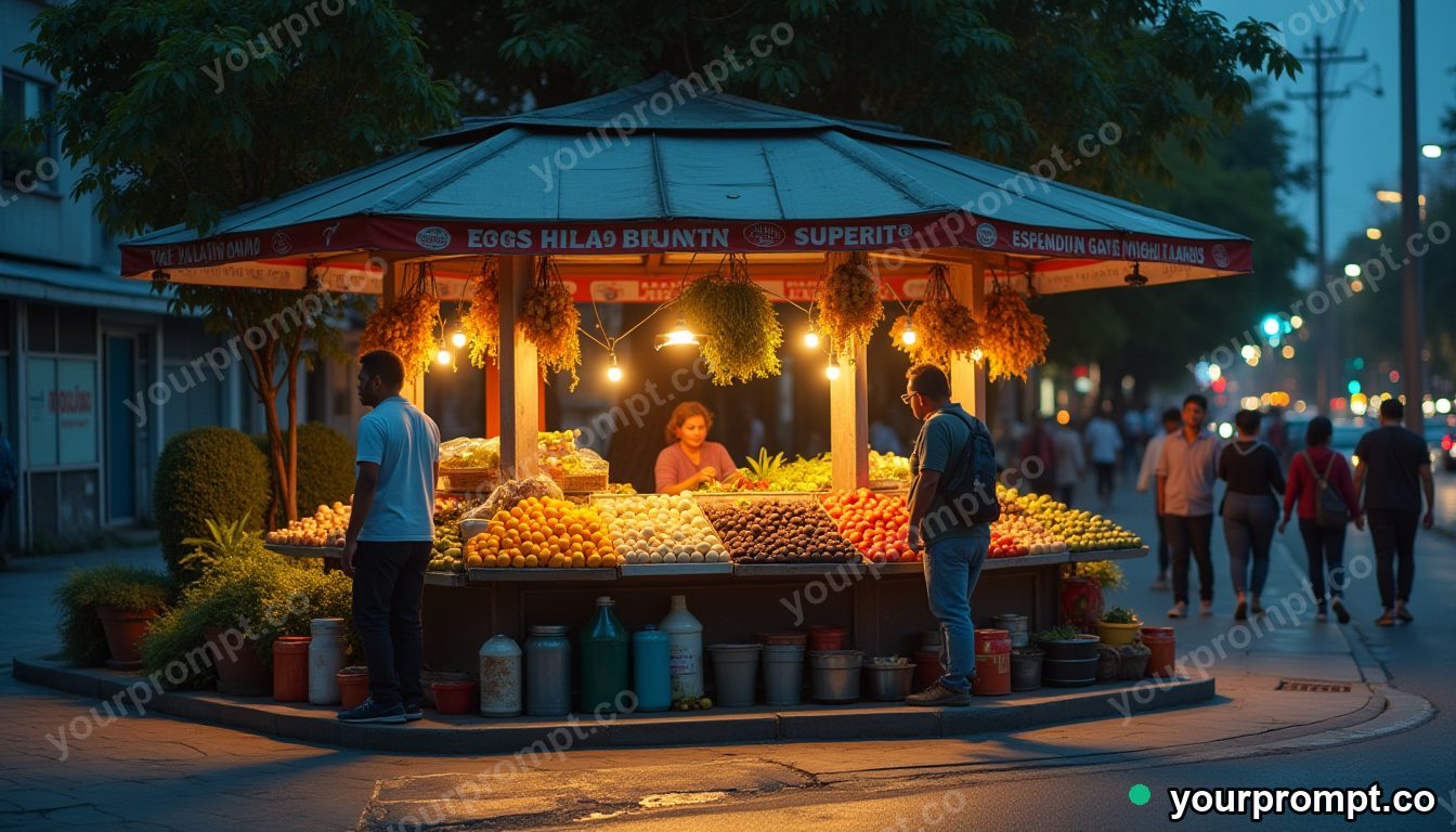 Affordable fresh food vending hub in cinematic style — AI-generated image from a text prompt