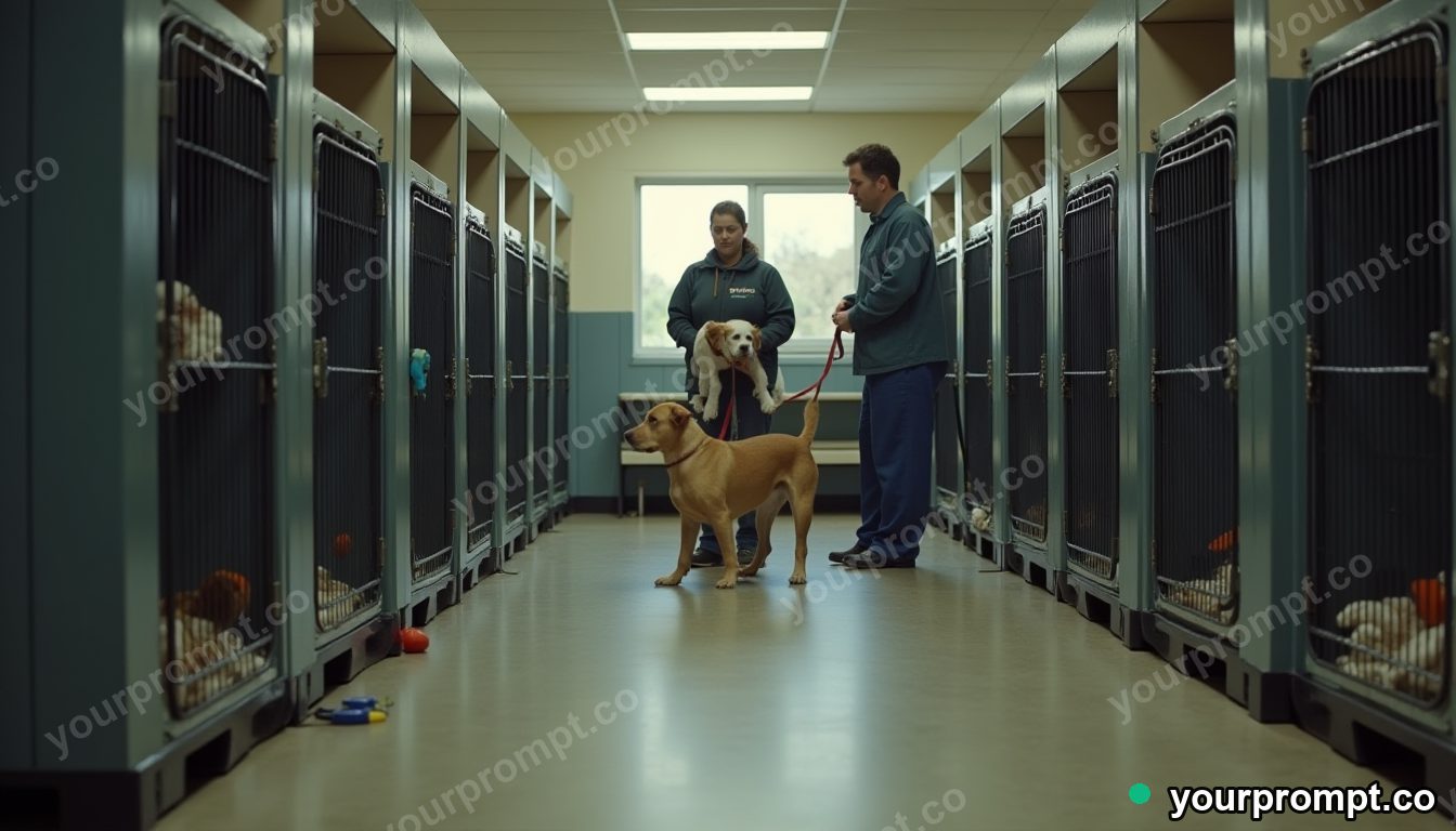 Pet-friendly emergency shelter in cinematic style — AI-generated image from a text prompt