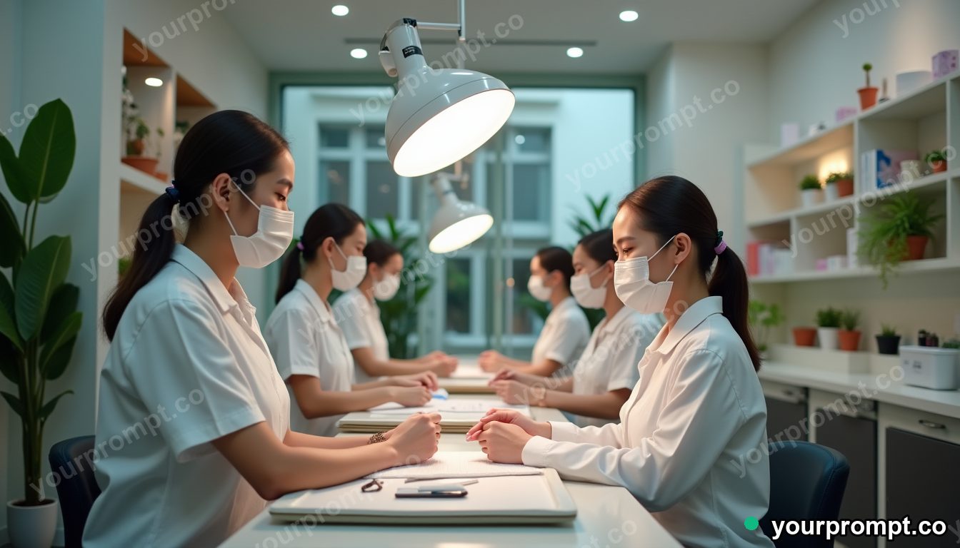 Non-toxic nail salon ventilation in cinematic style — AI-generated image from a text prompt