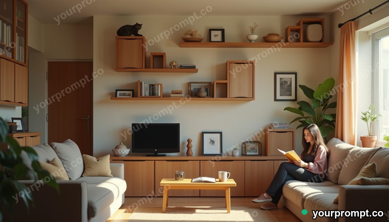 Renter-safe cat wall system in cinematic style — AI-generated image from a text prompt