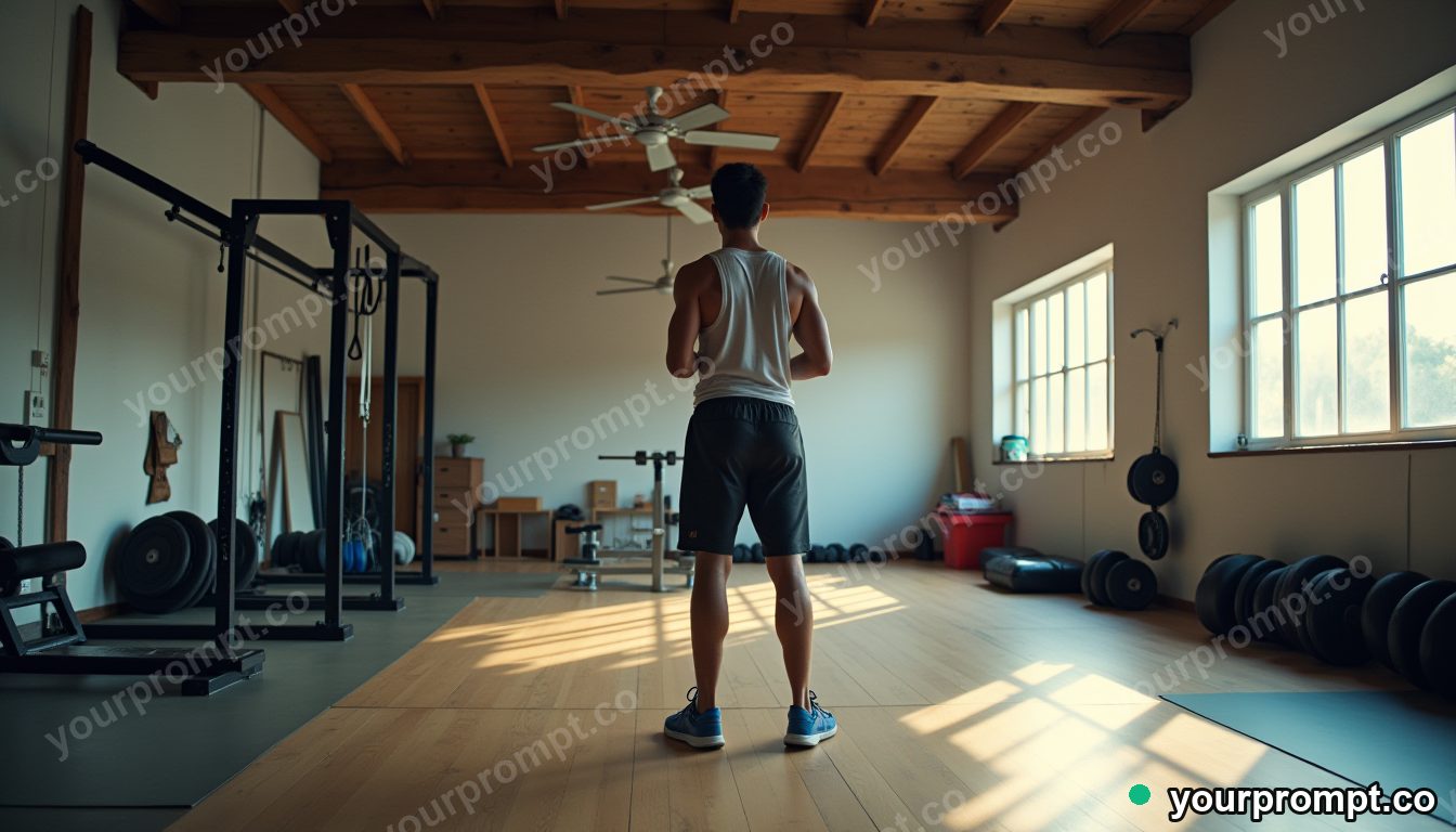 Quiet gym for beginners in cinematic style — AI-generated image from a text prompt