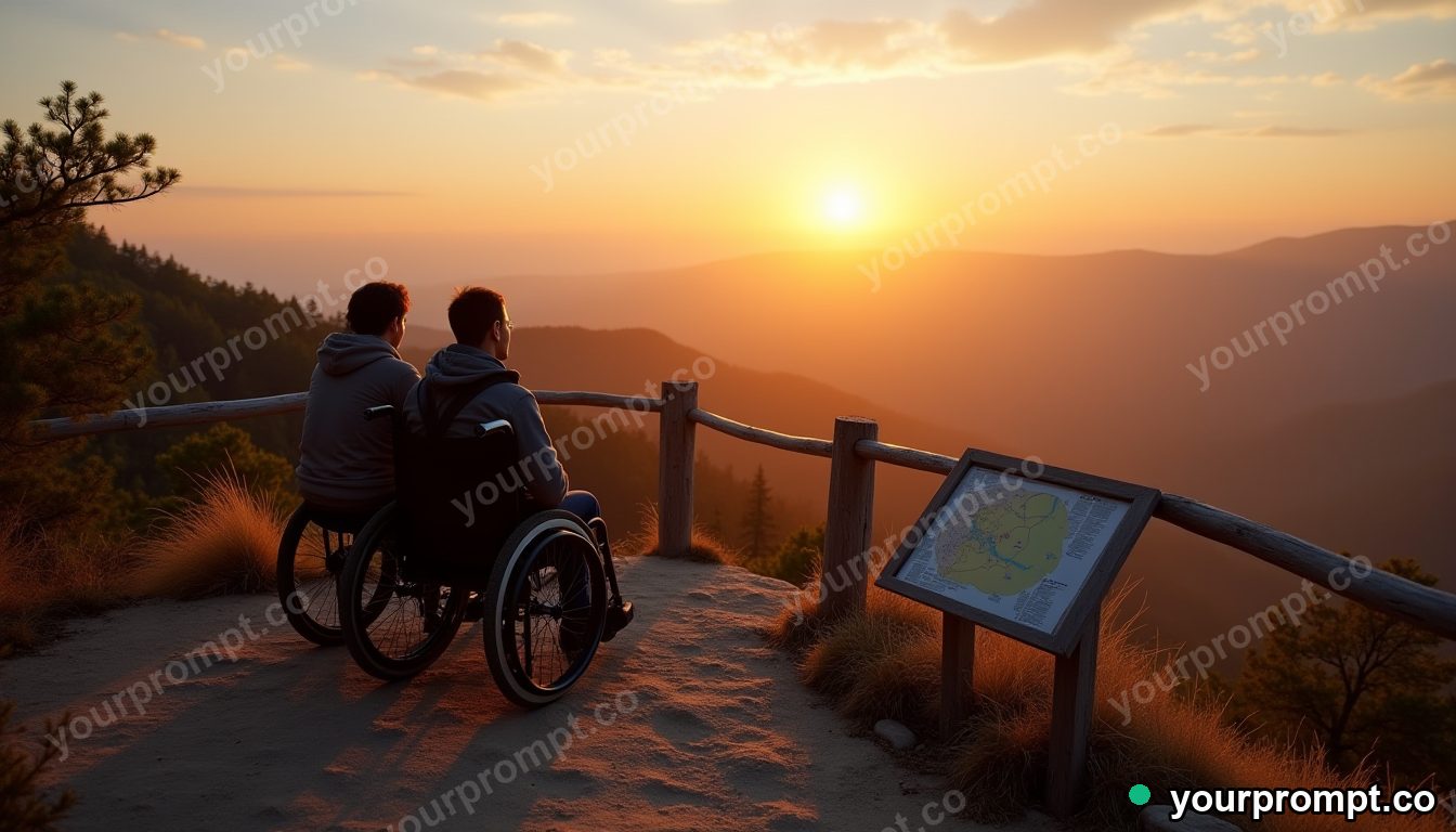 Accessible hiking lookout in cinematic style — AI-generated image from a text prompt